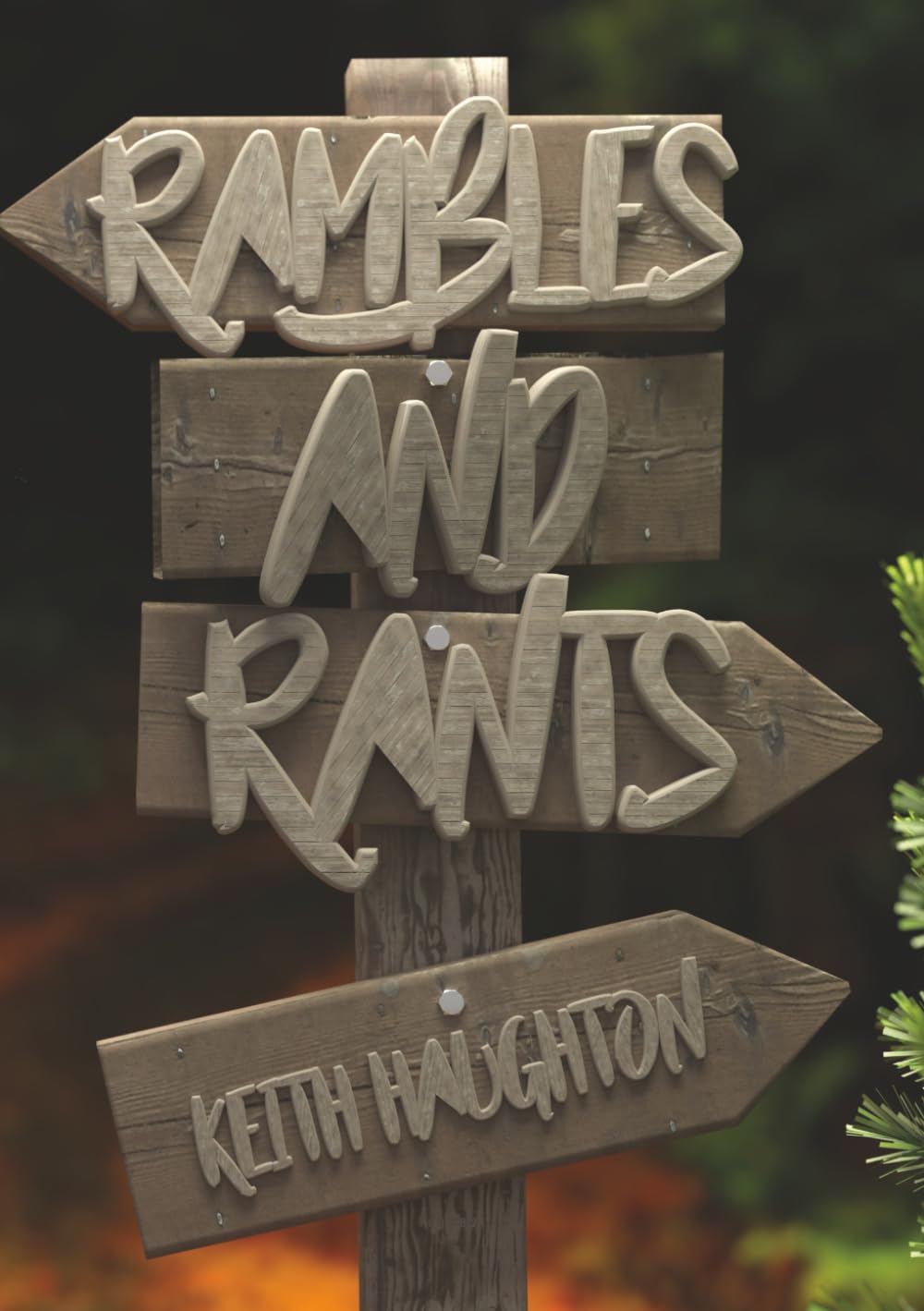 Wooden signpost reading Rambles and Rants with Keith Haughton on the lower sign